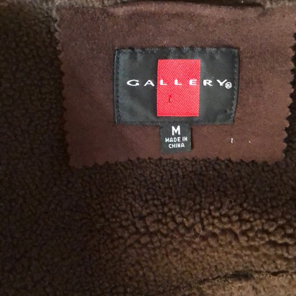 GALLERY Brown Faux Suede Coat Size Medium - Picture 10 of 12